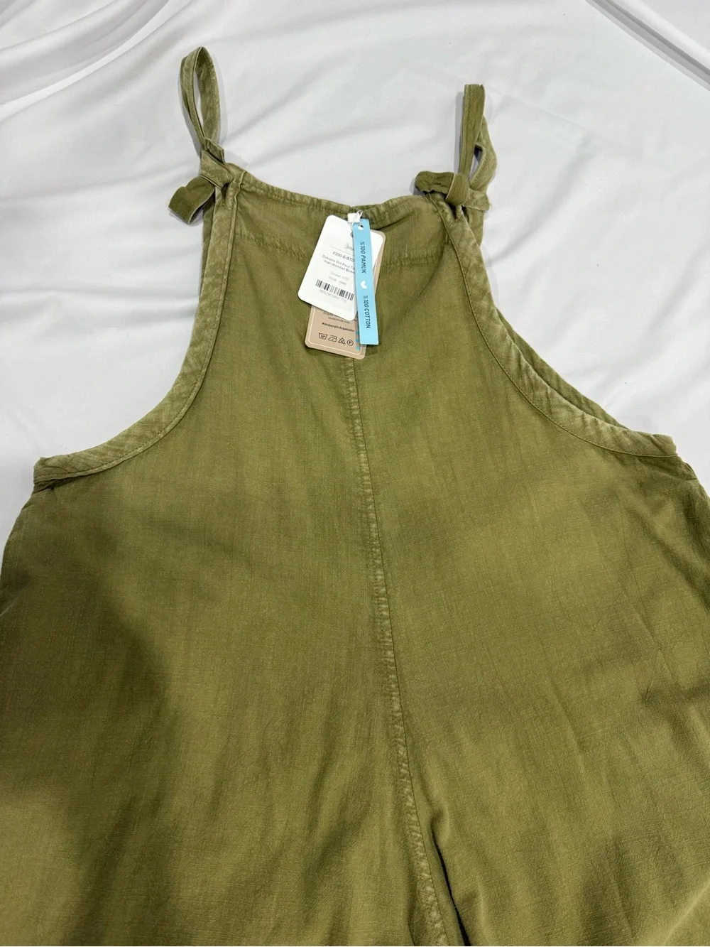 Omeksi Otantik Olive Green Wide Leg Jumpsuit One Size Boho Resort - Picture 2 of 8